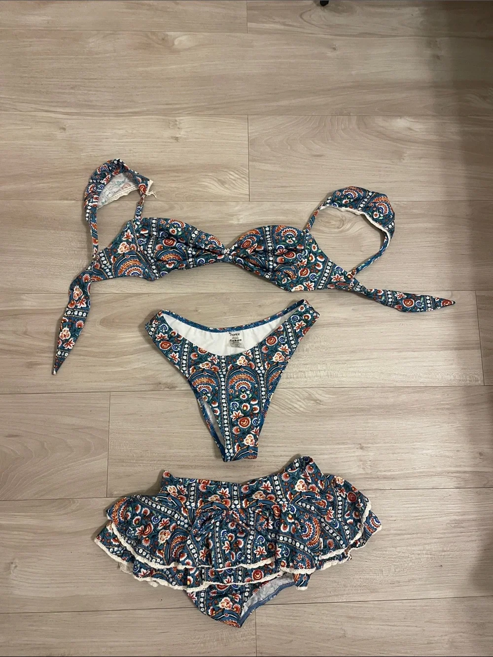 Montce Blue Paisley Tie-Front Bikini Set